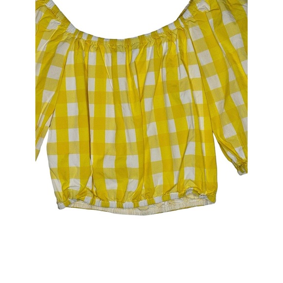 Color Me Courtney Kris Top Shirt XS Off The Shoulder Cotton Yellow Gingham - Picture 9 of 11